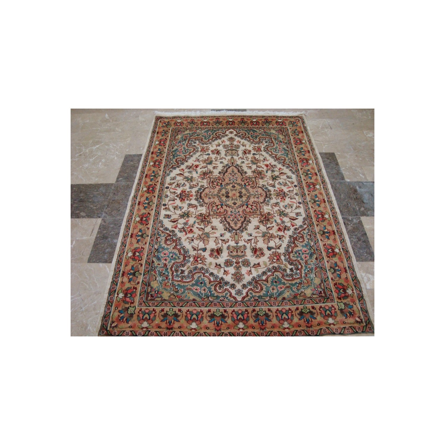 Ahmedani Sarafia Beauty Floral Oriental Hand Knotted Wool Silk Carpet 6.0' x 4.2' Area Rug - Multi-Colour