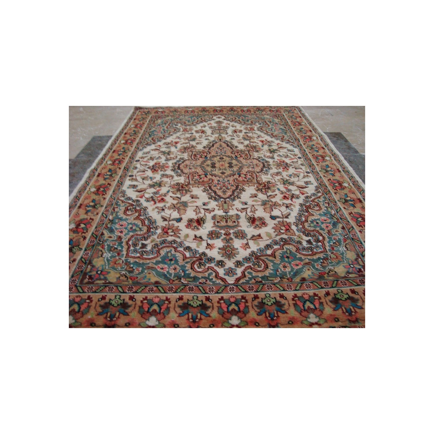 Ahmedani Sarafia Beauty Floral Oriental Hand Knotted Wool Silk Carpet 6.0' x 4.2' Area Rug - Multi-Colour