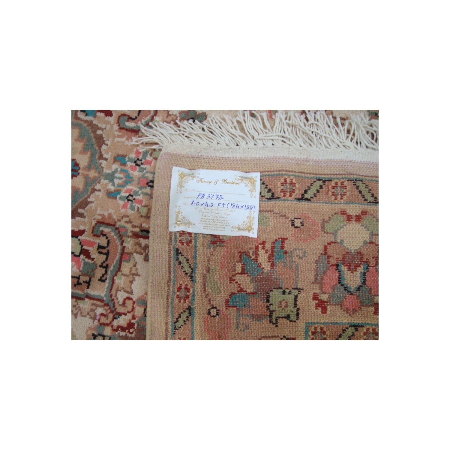 Ahmedani Sarafia Beauty Floral Oriental Hand Knotted Wool Silk Carpet 6.0' x 4.2' Area Rug - Multi-Colour