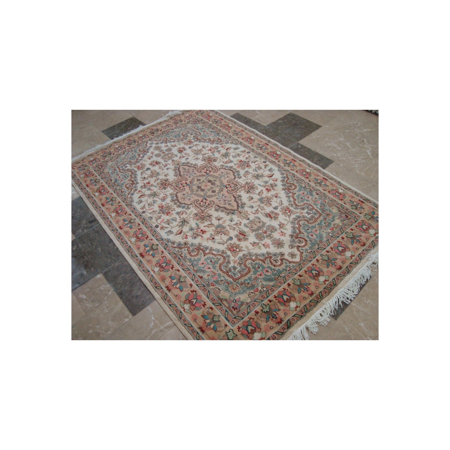 Ahmedani Sarafia Beauty Floral Oriental Hand Knotted Wool Silk Carpet 6.0' x 4.2' Area Rug - Multi-Colour