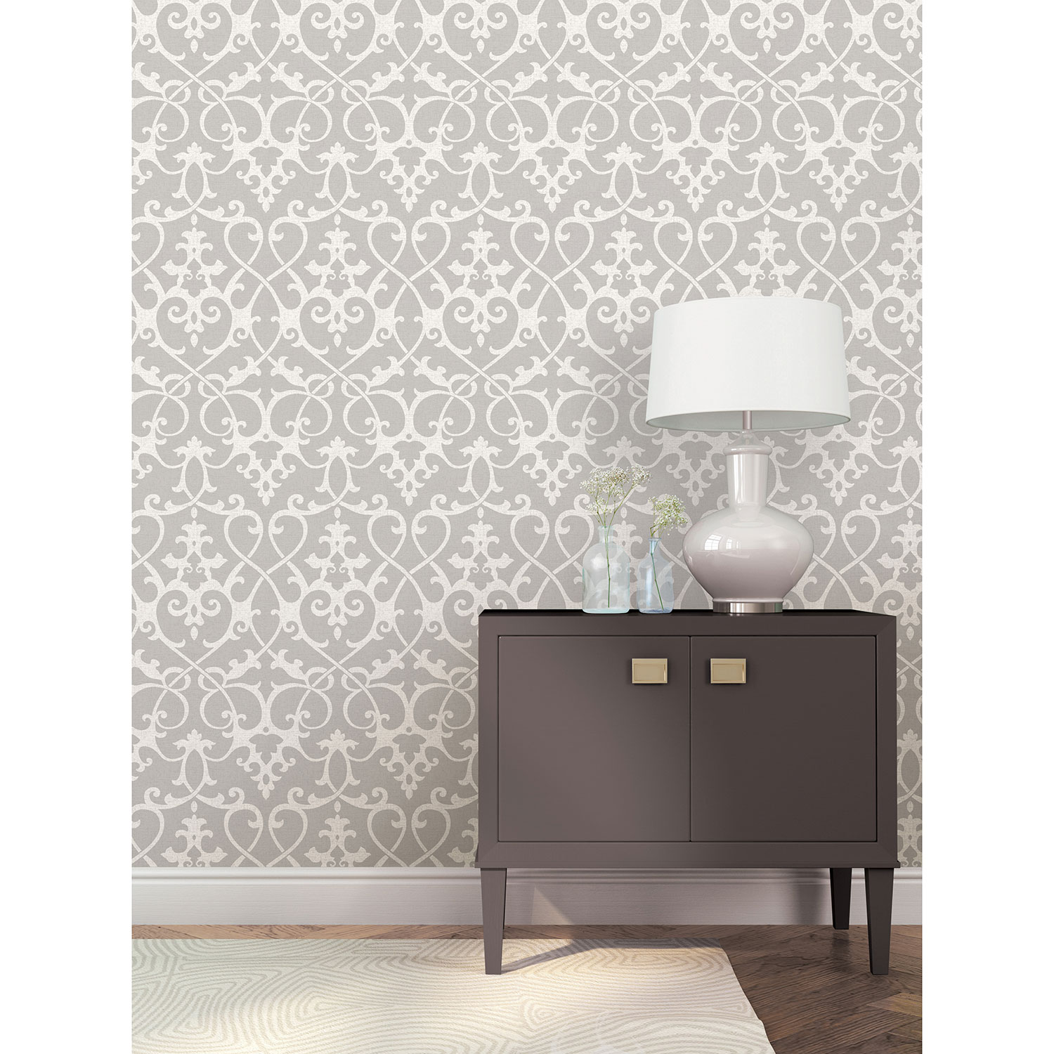 Papier peint Symetrie Ironwork d'A-Street Prints - Gris