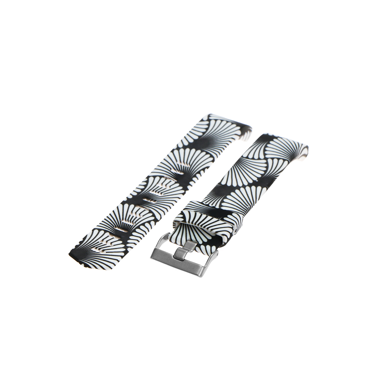 Silicone Strap for Fitbit Charge 2 in Hypno Black and White