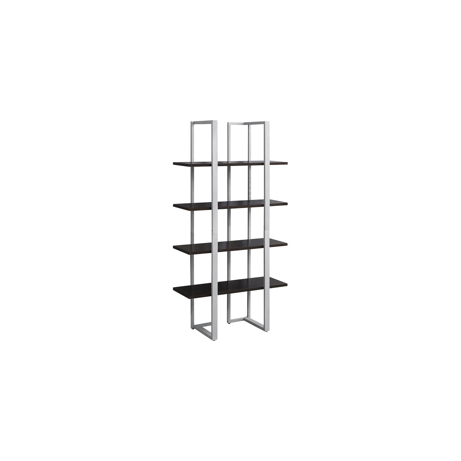 BOOKCASE - 60"H / CAPPUCCINO / SILVER METAL