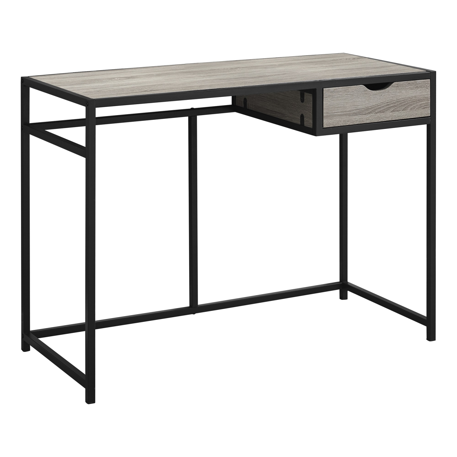COMPUTER DESK - 42"L / DARK TAUPE / BLACK METAL