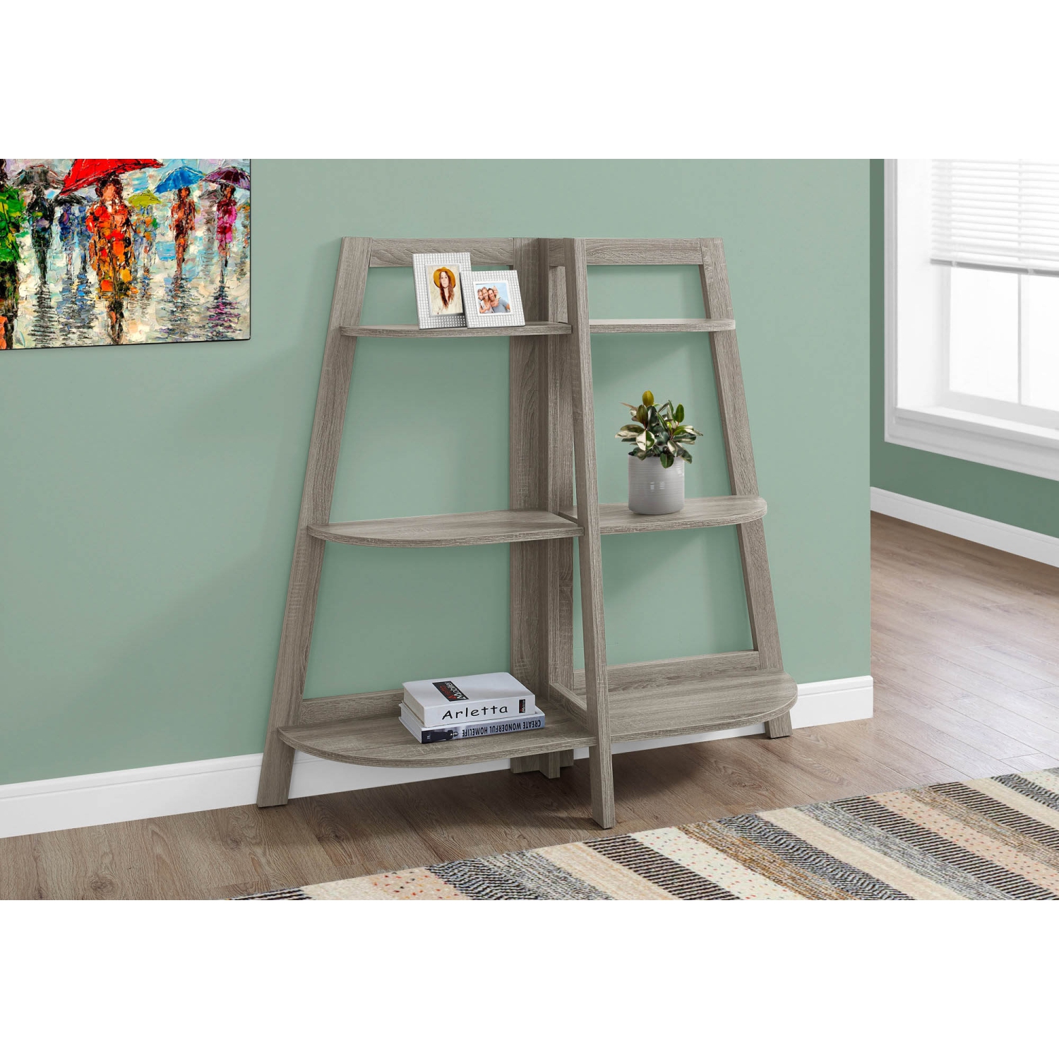 BOOKCASE - 48"H / DARK TAUPE ACCENT ETAGERE