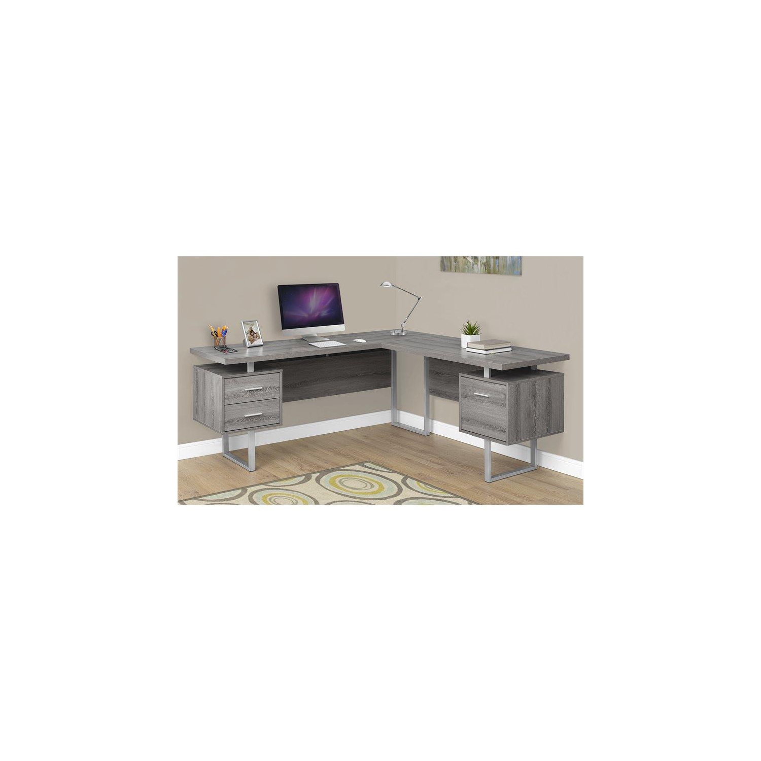 COMPUTER DESK - 70"L / DARK TAUPE LEFT OR RIGHT FACING