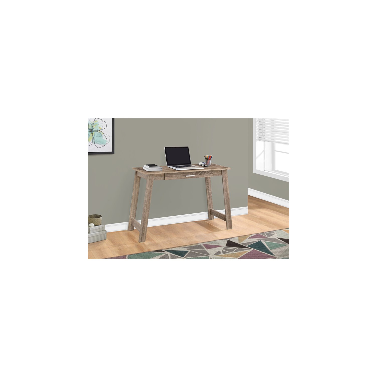 COMPUTER DESK - 42"L / DARK TAUPE WITH A STORAGE DRAWER