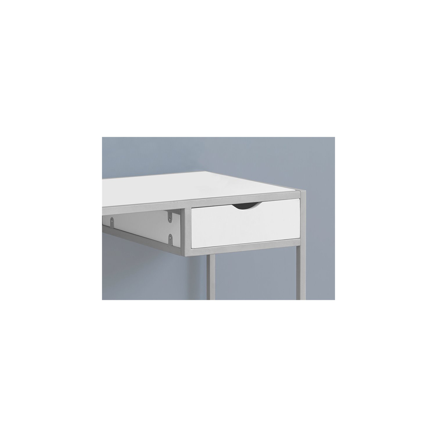 COMPUTER DESK - 42"L / WHITE / SILVER METAL