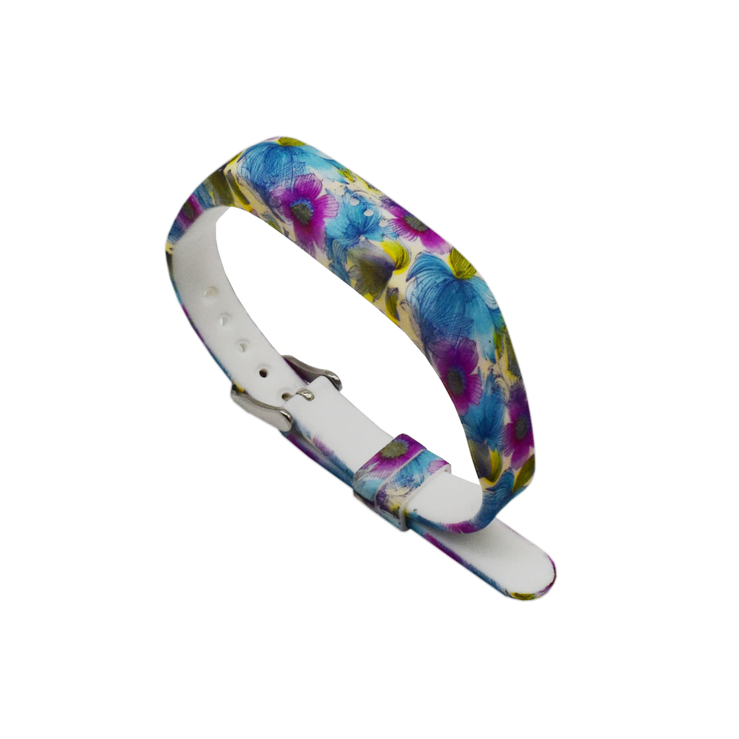 Fitbit Silicone Strap for Flex 2 in Wild Flowers Blue and Purple Pattern