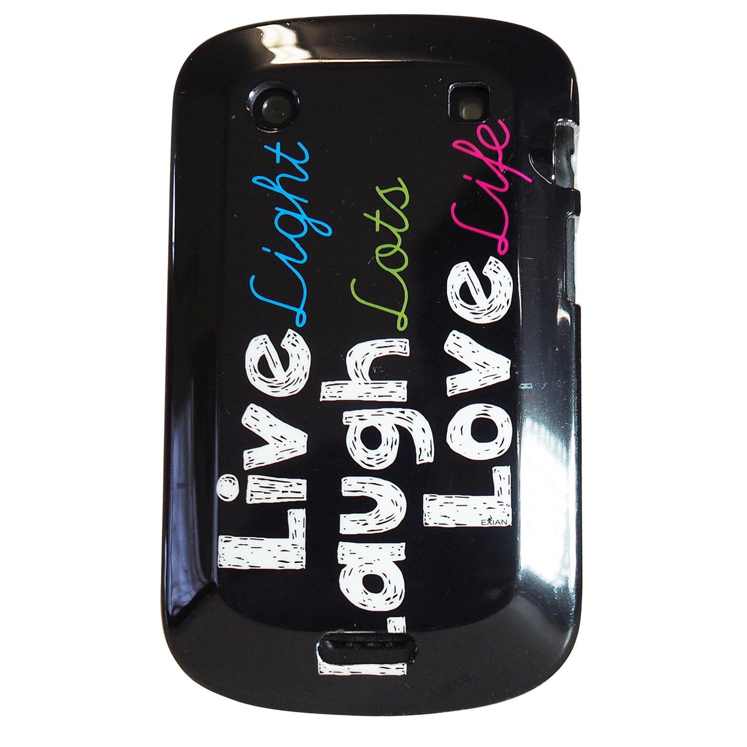 Étui rigide en verre-plastique d’Exian pour BlackBerry Bold 9900 Live/Laugh/Love(1) - Noir