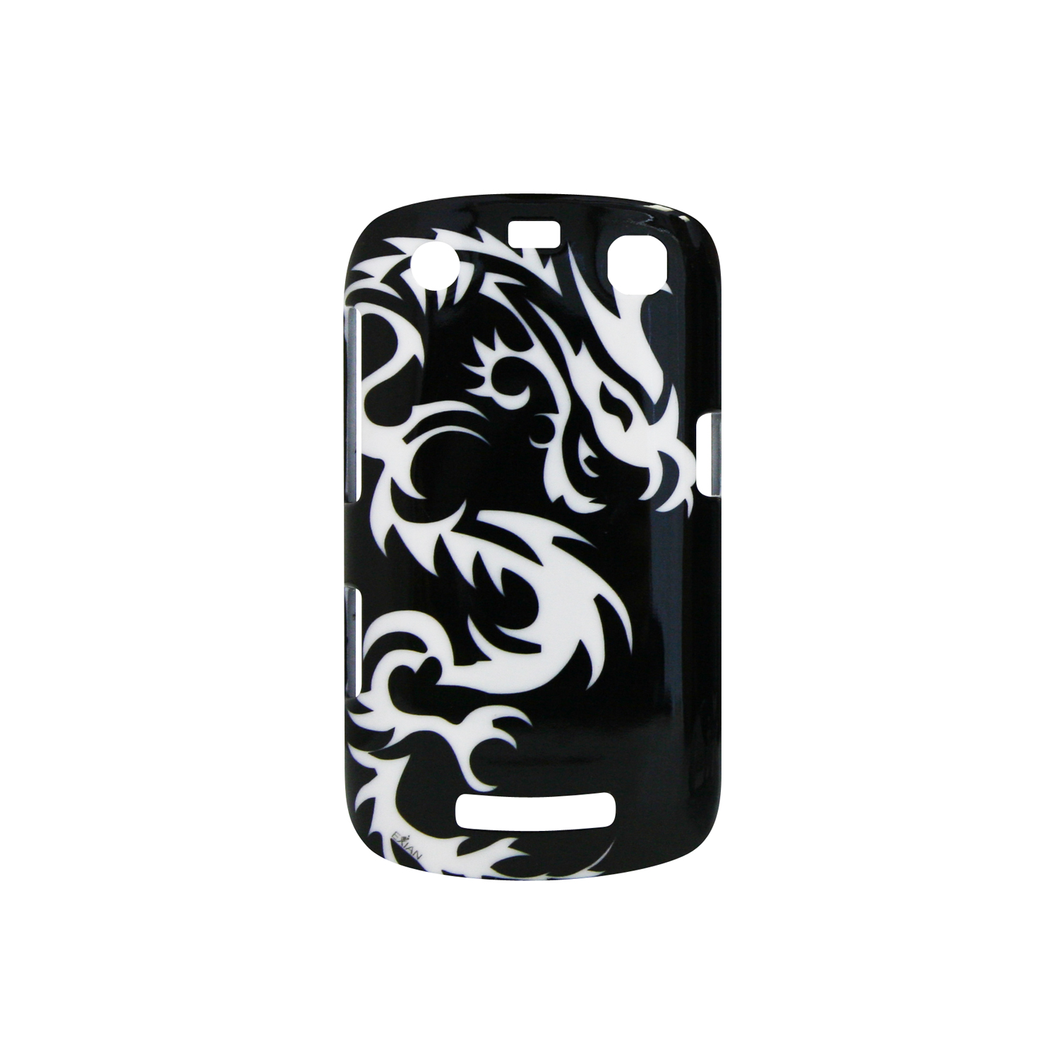 Exian Blackberry Curve 9360 Hard Plastic Case Exian Design White Dragon on Black