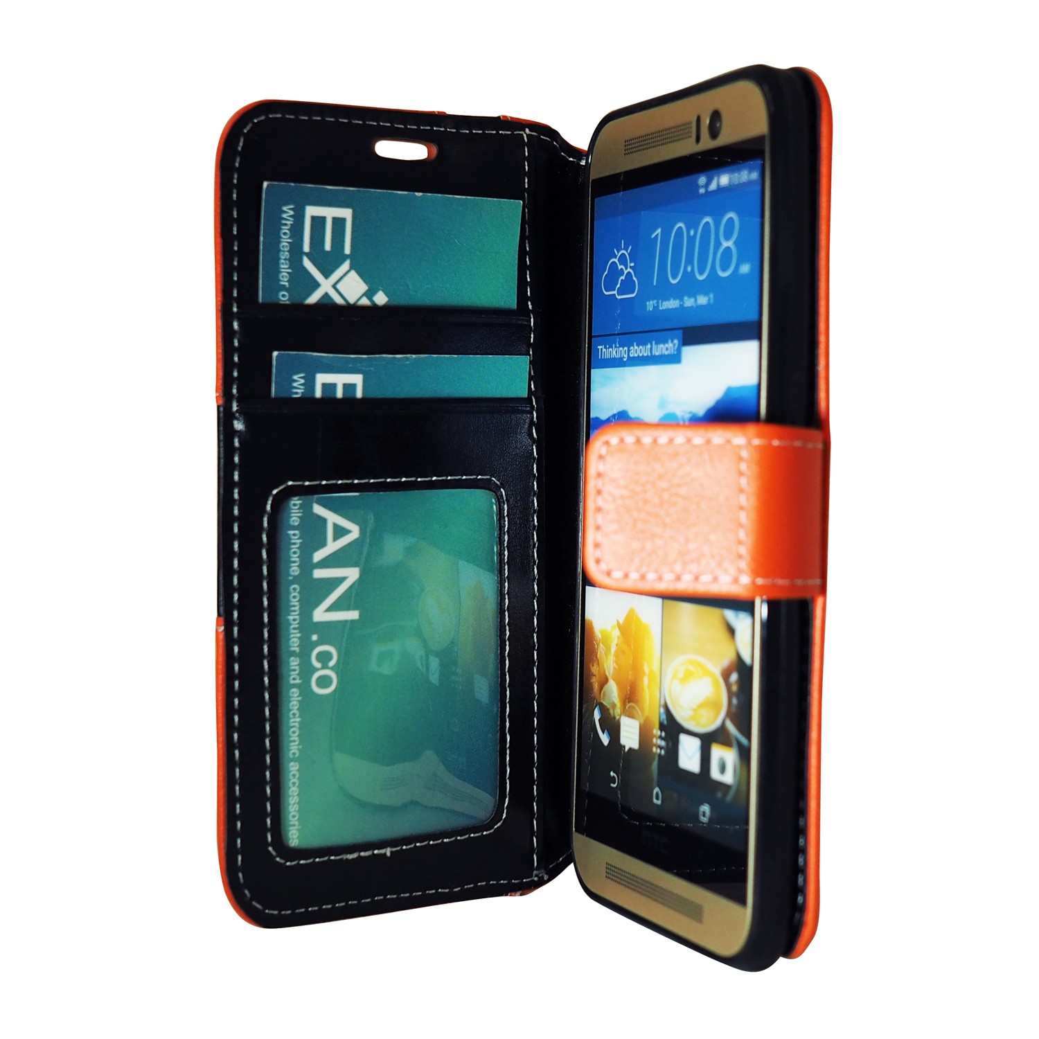 Exian Fitted Soft Shell Case for HTC One M9 - Orange/Black
