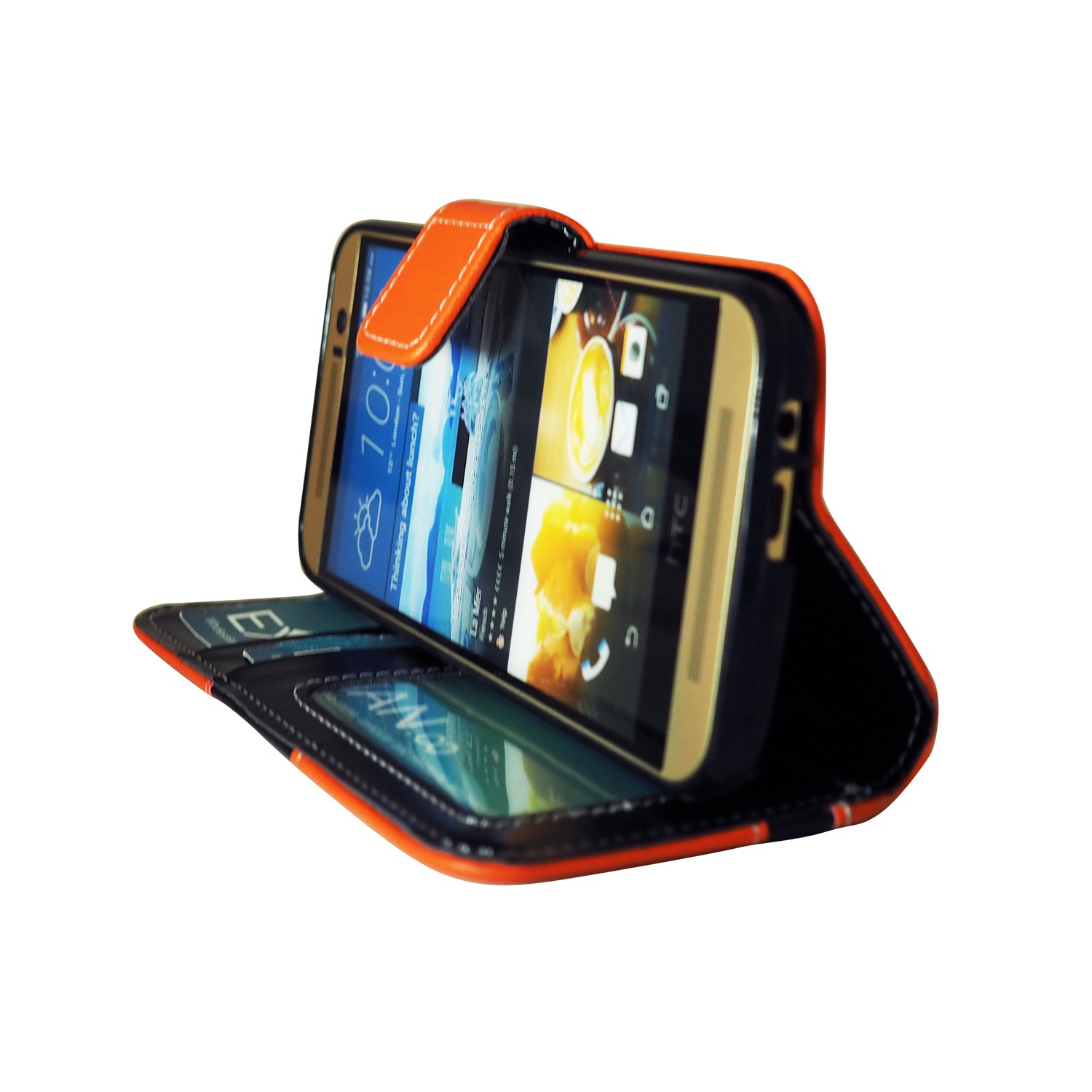 Exian Fitted Soft Shell Case for HTC One M9 - Orange/Black