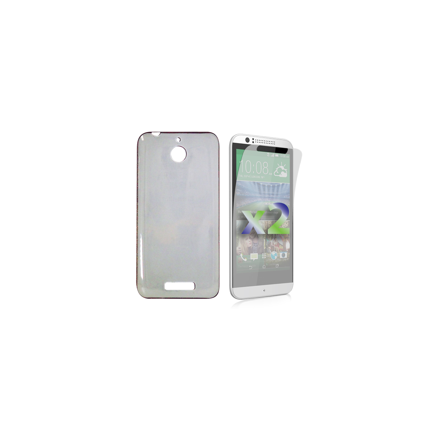 Protecteurs d'écran d'Exian pour Desire 510 X 2 de HTC et étui mince en TPUR gris transparent