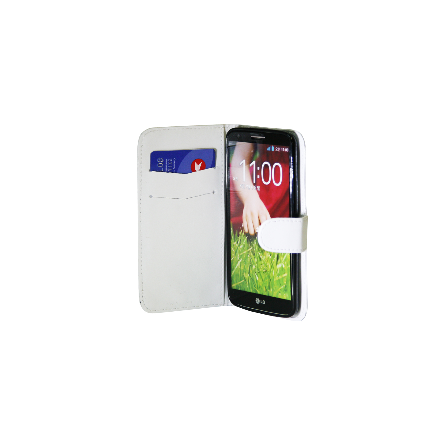 Exian LG G2 PU Leather Wallet White
