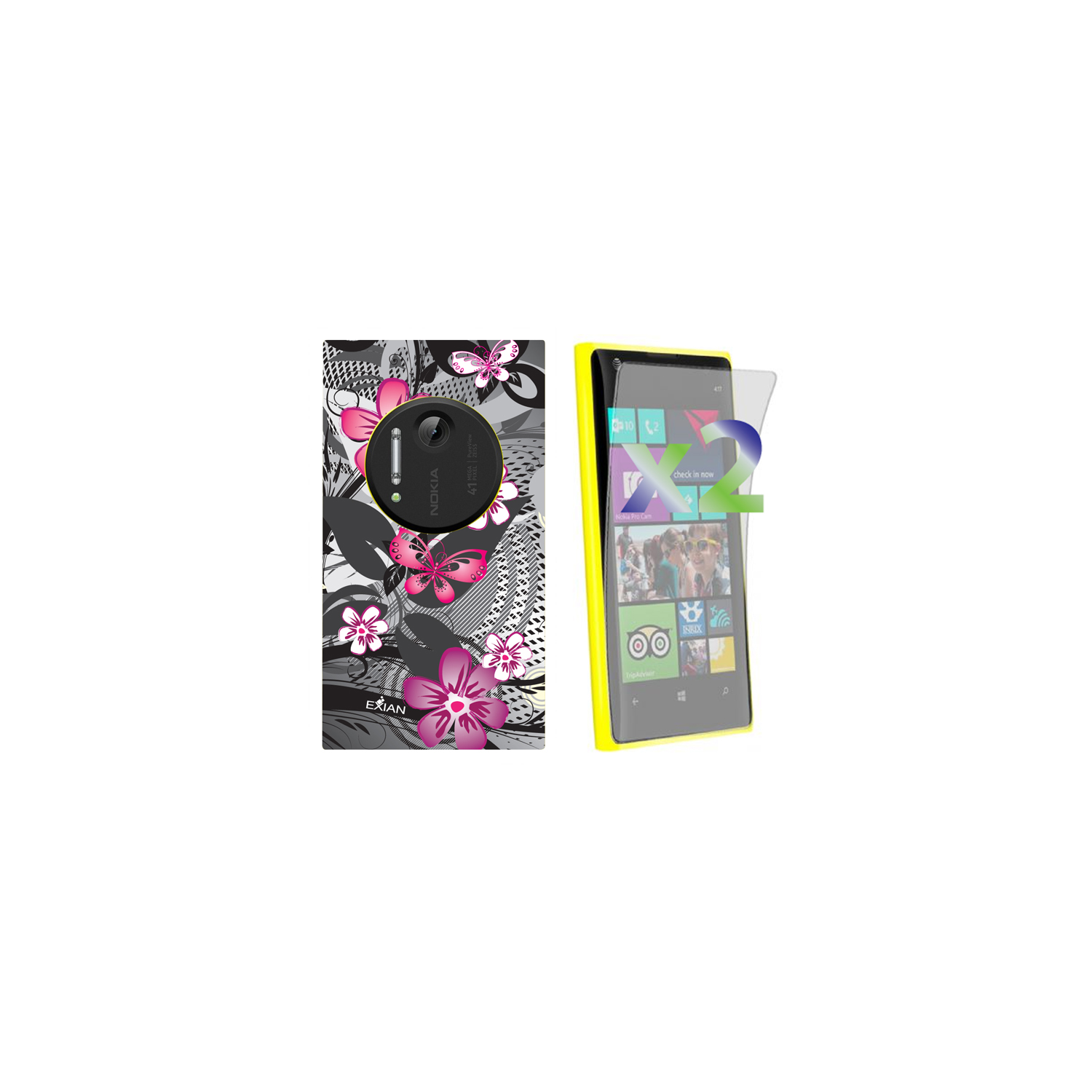 Exian Fitted Soft Shell Case for Nokia Lumia 1020 - Pink/Black