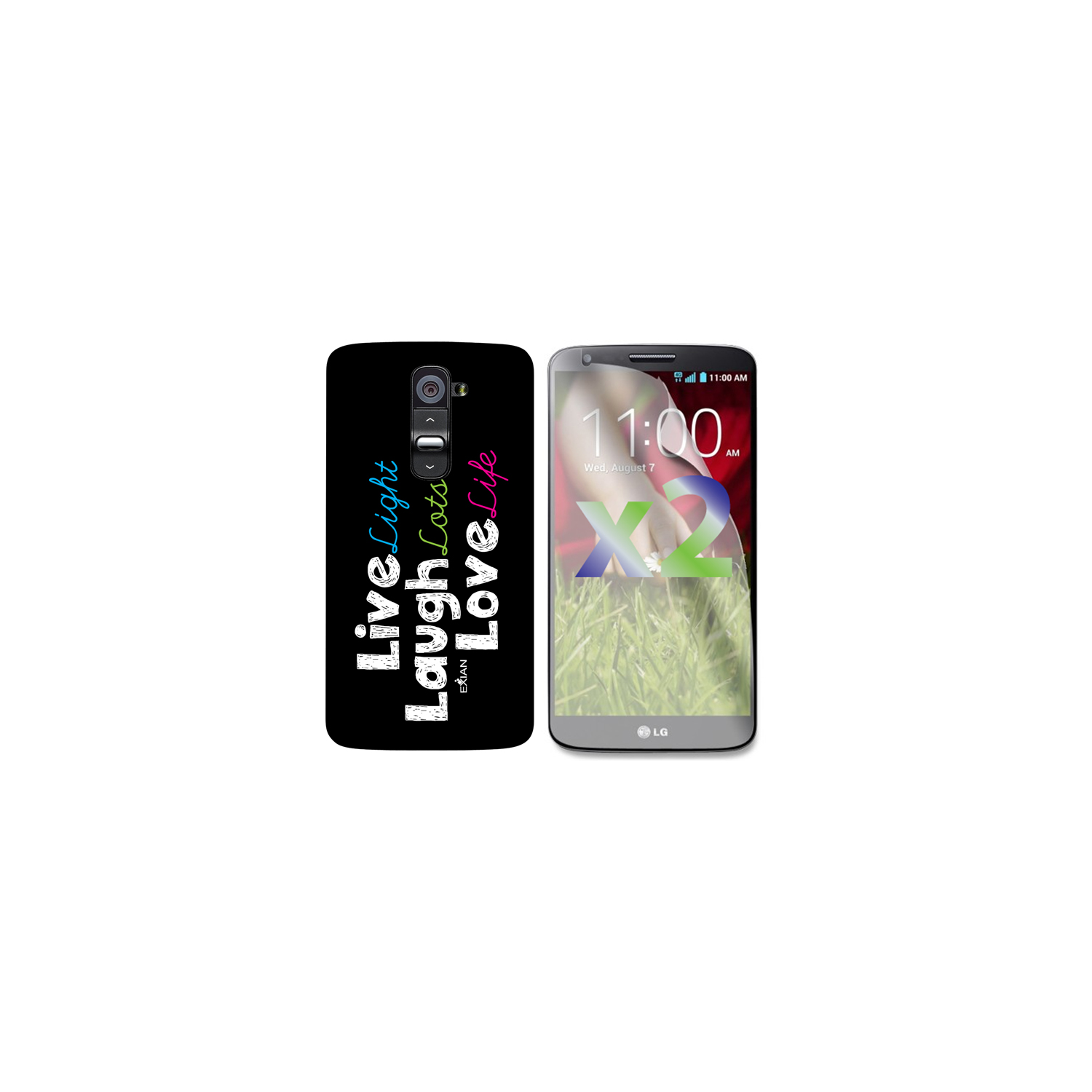 Exian LG G2 Screen Protectors X 2 and TPU Case Exian Design Live/Laugh/love(1) Black
