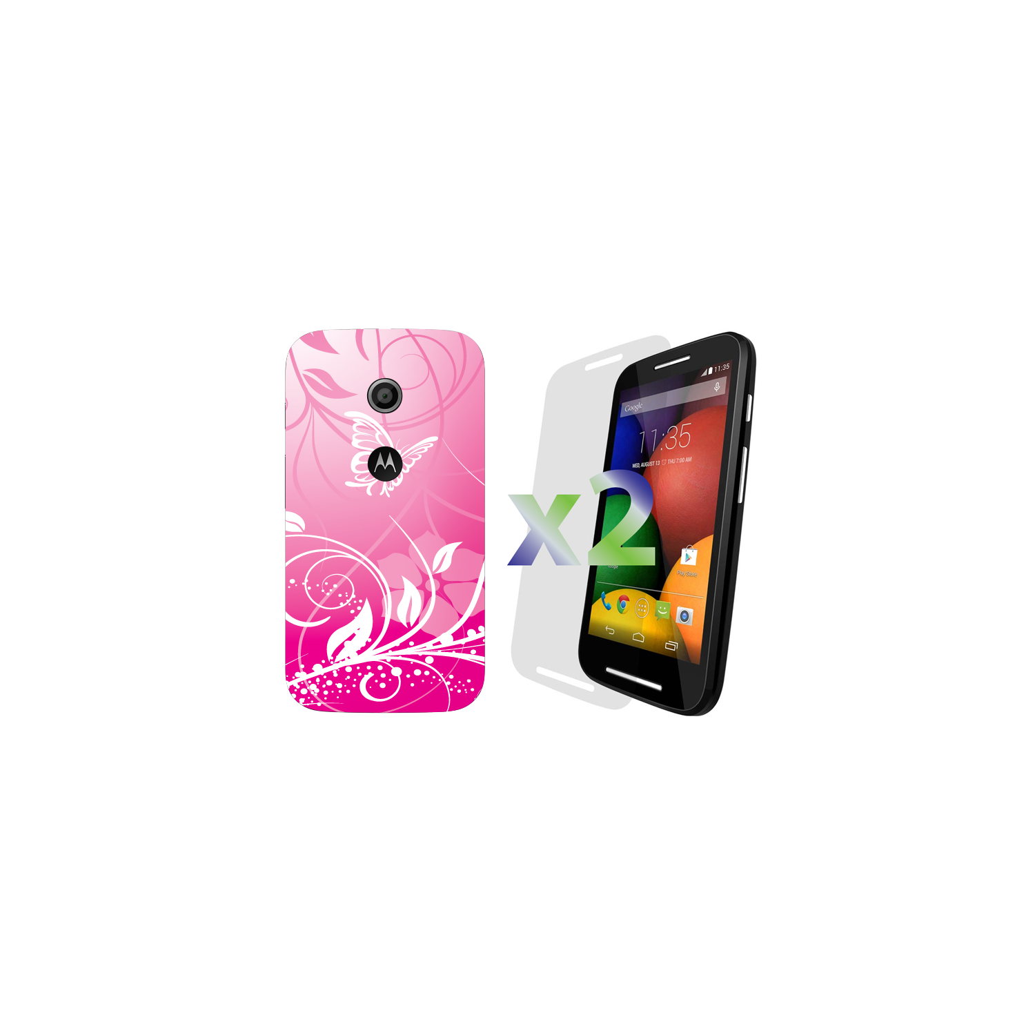 Exian Fitted Soft Shell Case for Motorola E - Pink