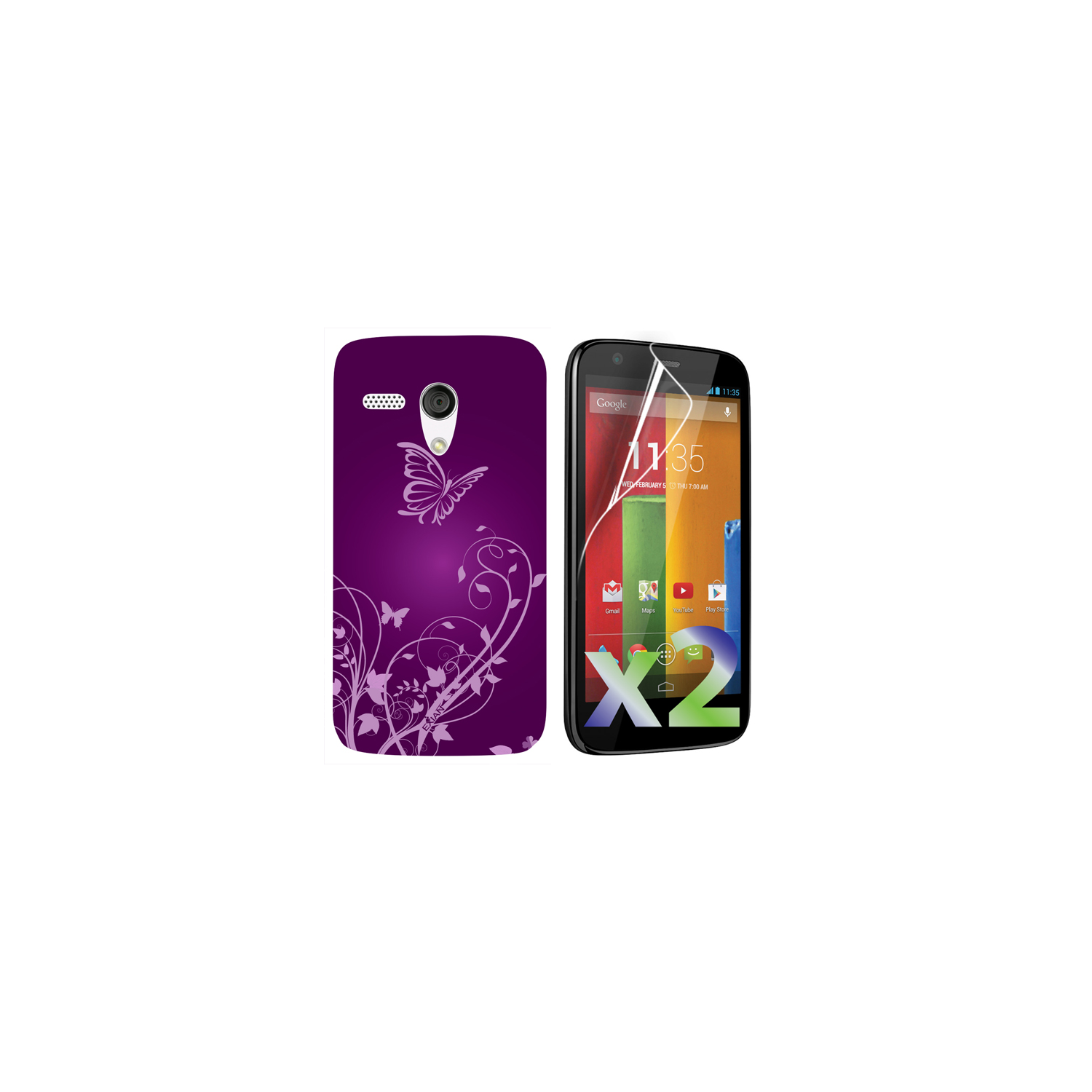 Exian Fitted Soft Shell Case for Motorola G - Purple