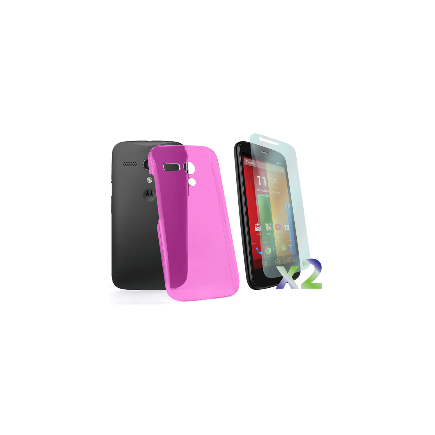 Exian Fitted Soft Shell Case for Motorola G - Hot Pink