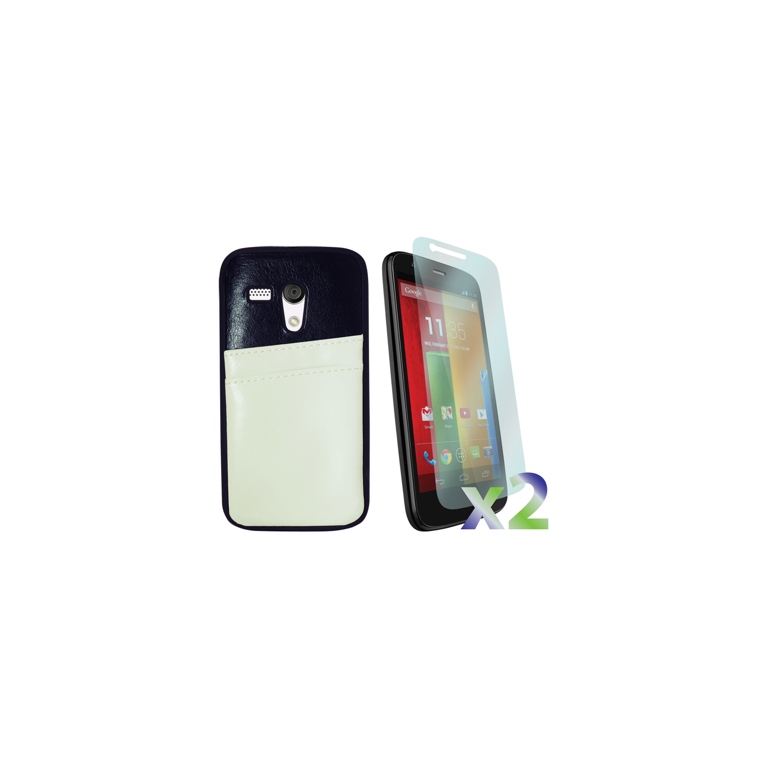 Exian Fitted Soft Shell Case for Motorola G - Black/White
