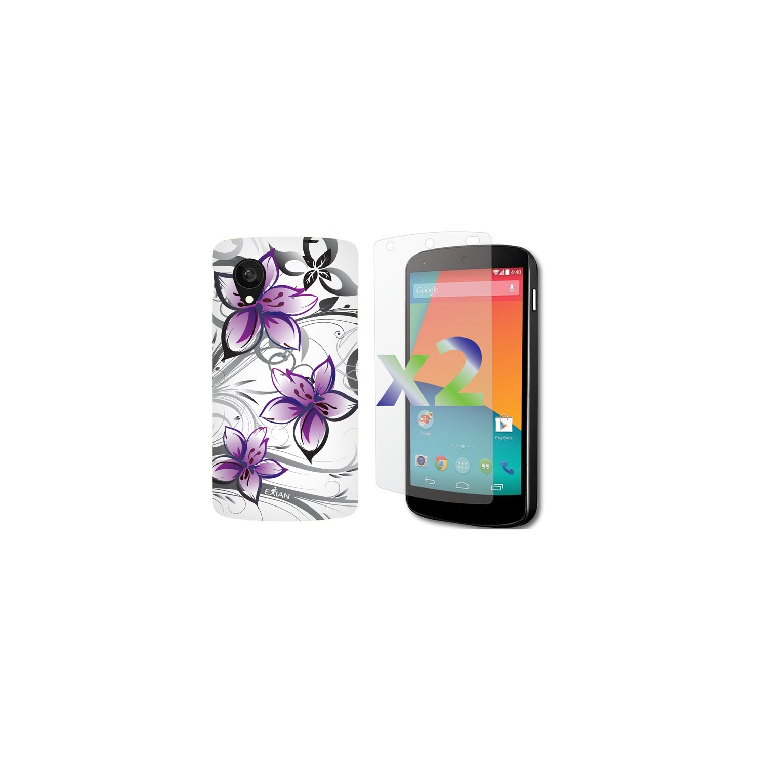 Exian Fitted Soft Shell Case for Nexus - White/Purple