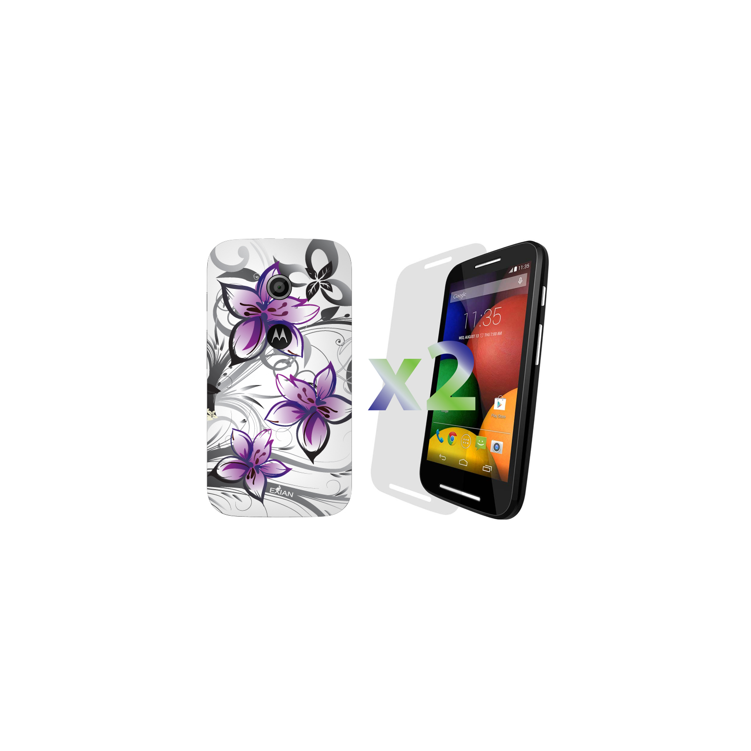 Exian Fitted Soft Shell Case for Motorola E - White