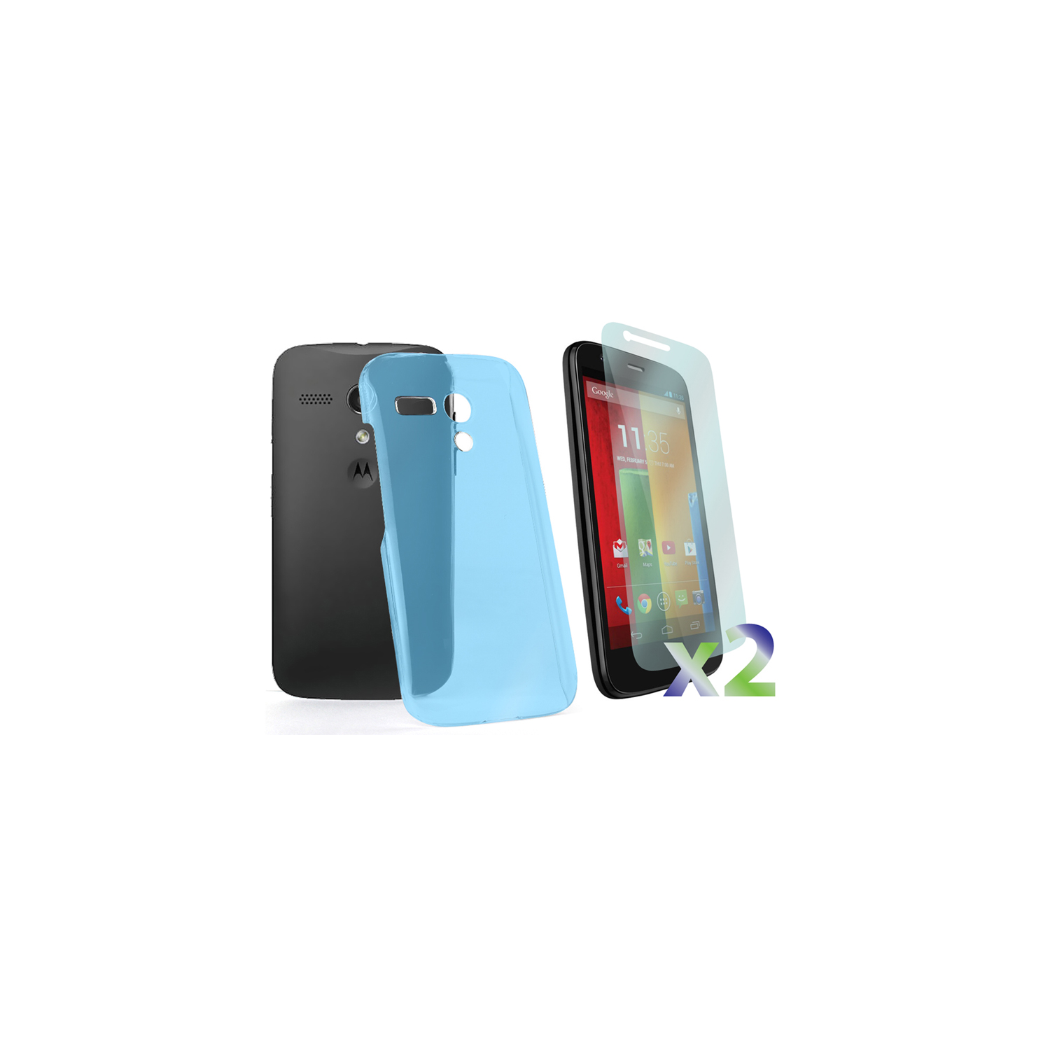 Exian Fitted Soft Shell Case for Motorola G - Blue