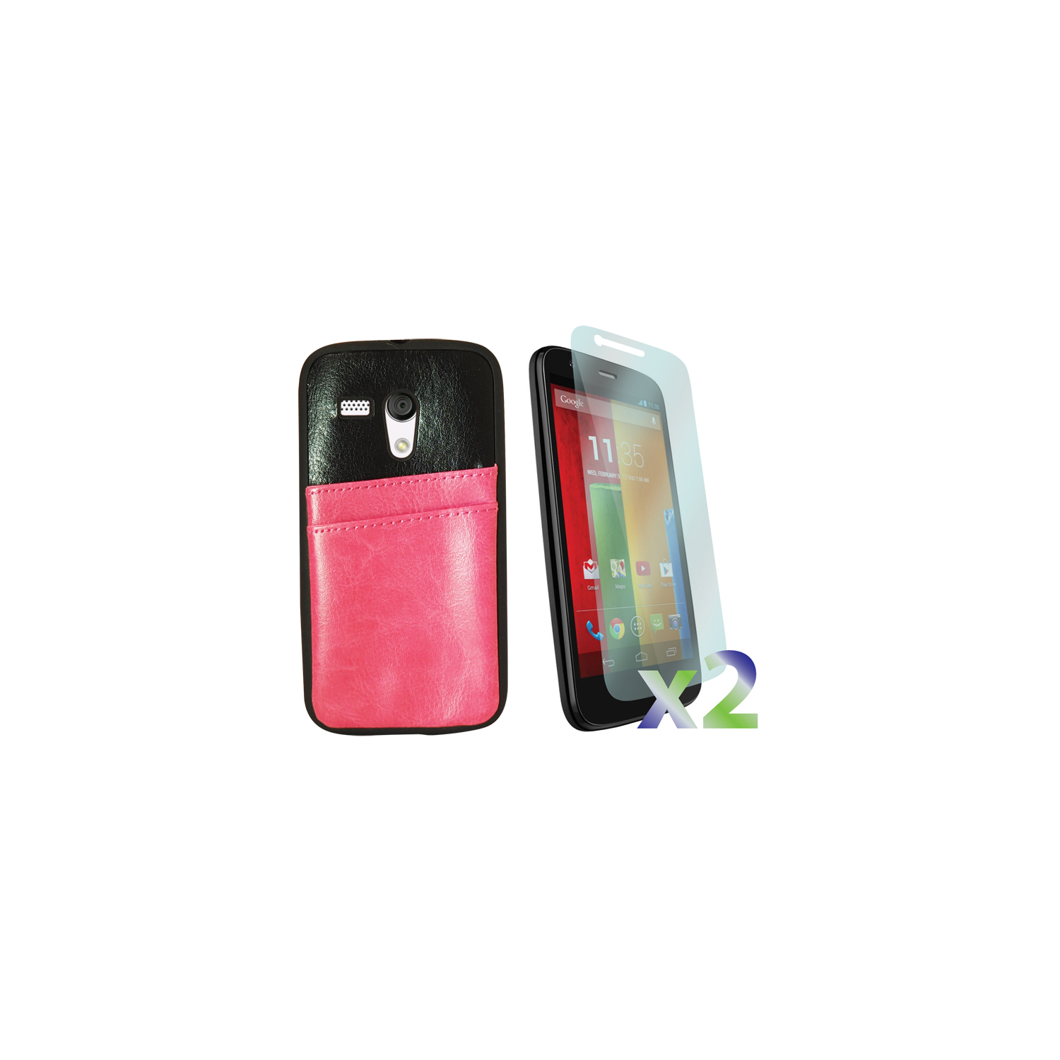 Exian Fitted Soft Shell Case for Motorola G - Black/Pink