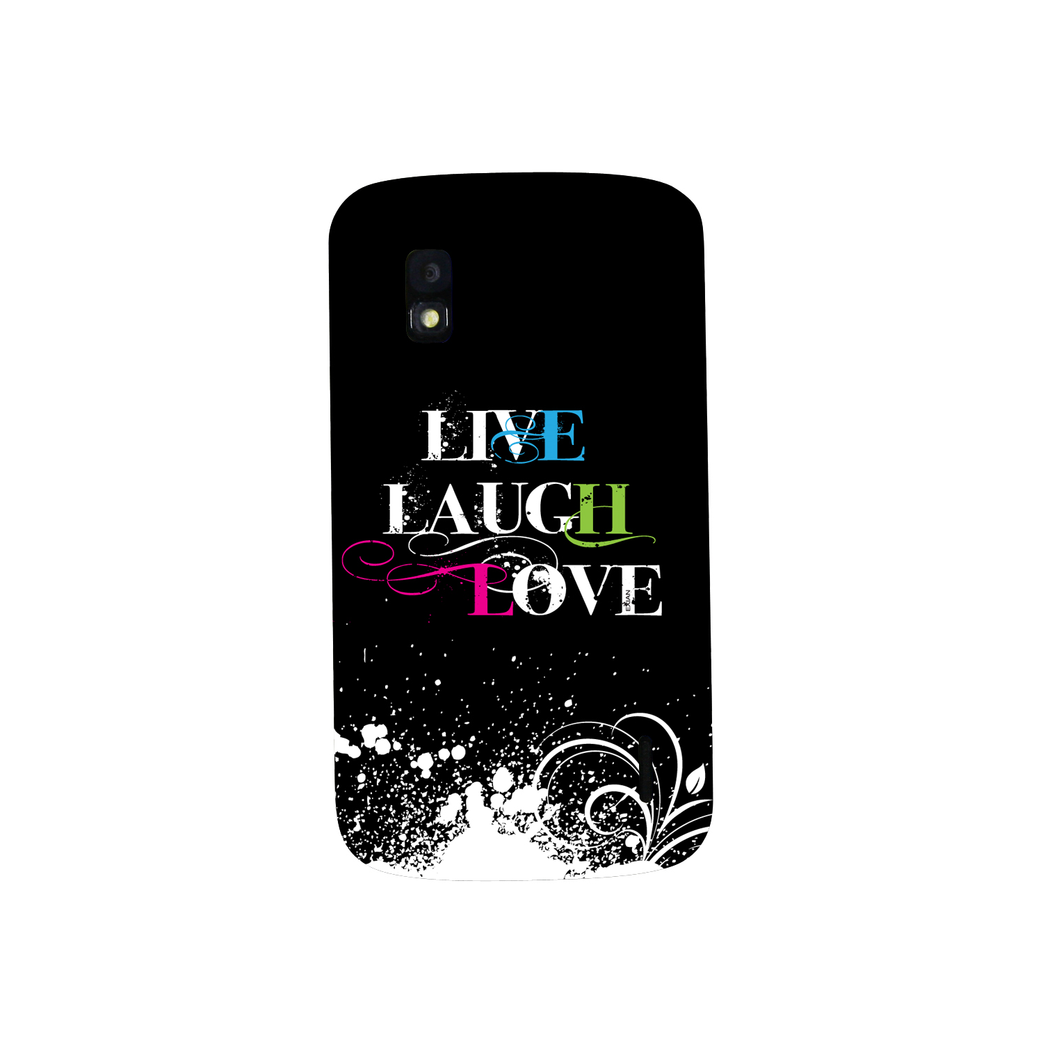 Exian Google LG Nexus 4 Hard Plastic Case Exian Design Live/Laugh/Love(2) Black