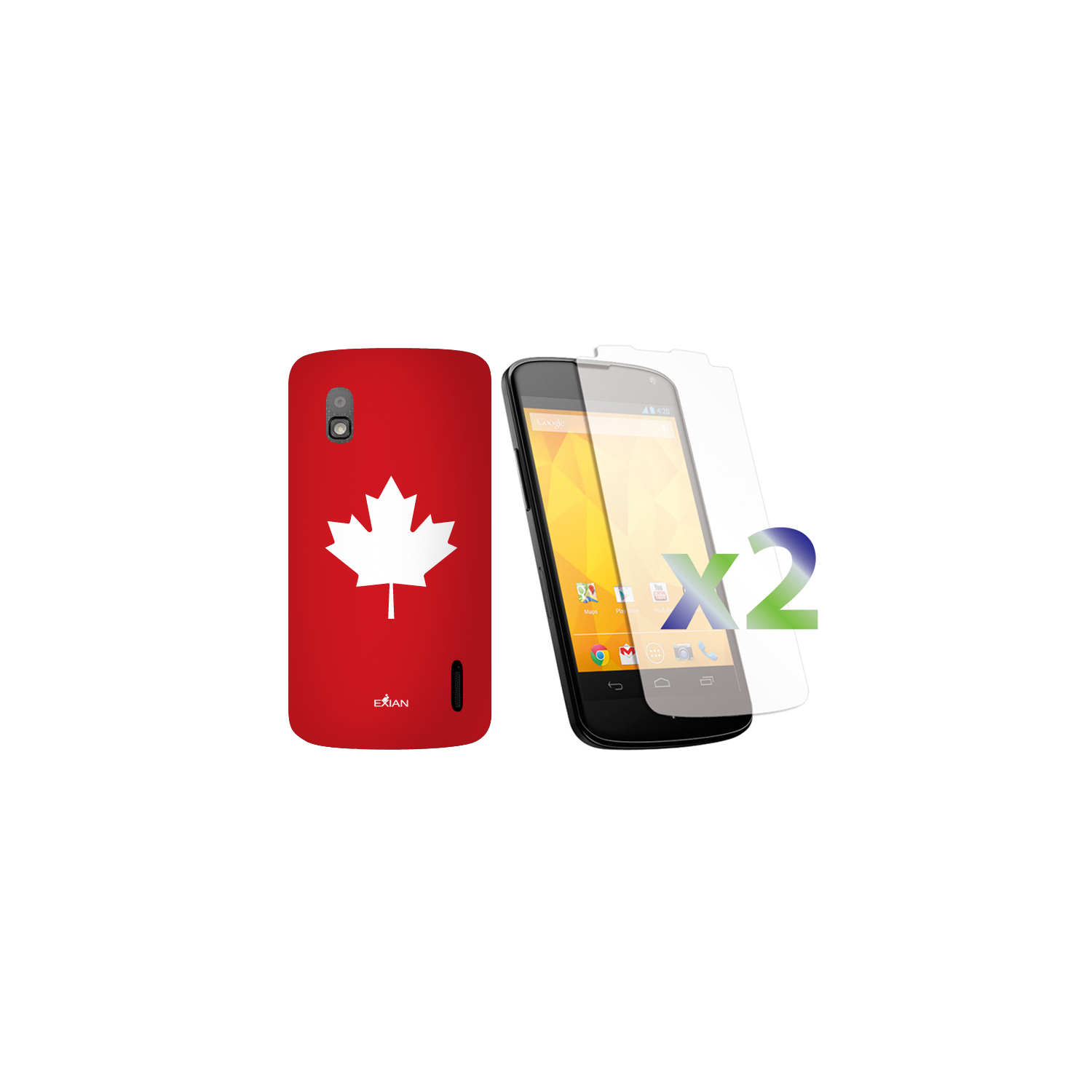 Étui souple ajusté d'Exian pour Nexus 4 de LG; Nexus - Rouge