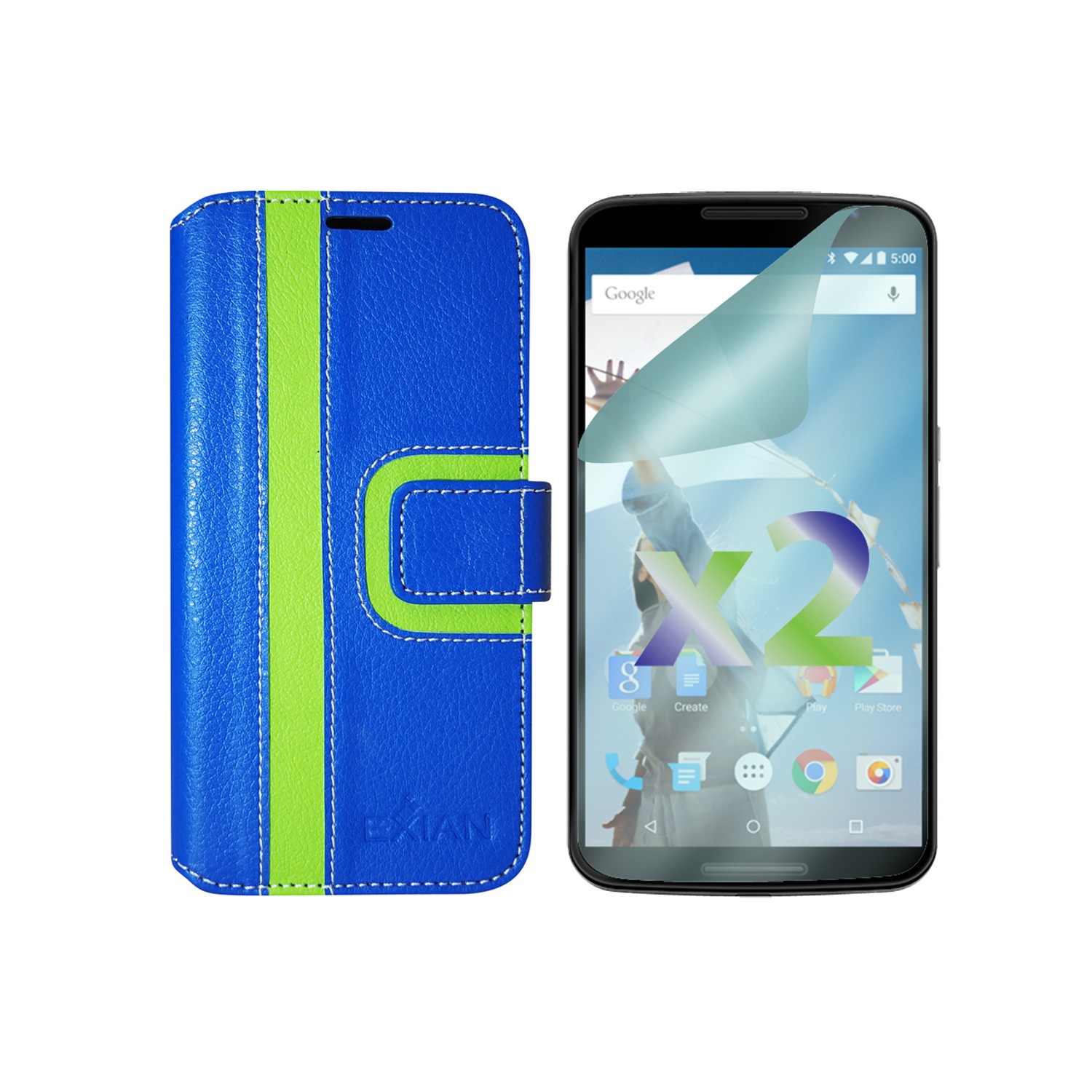Exian Fitted Soft Shell Case for Nexus - Blue/Green