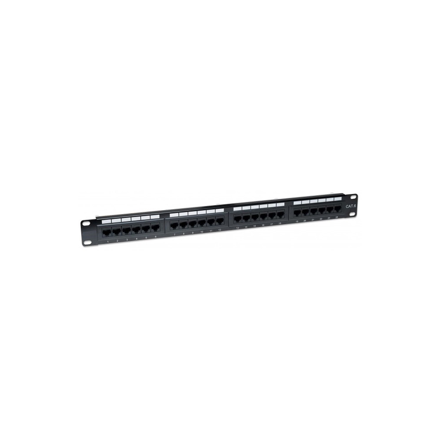 24 Port Cat6 Patch Panel, 1u - Black