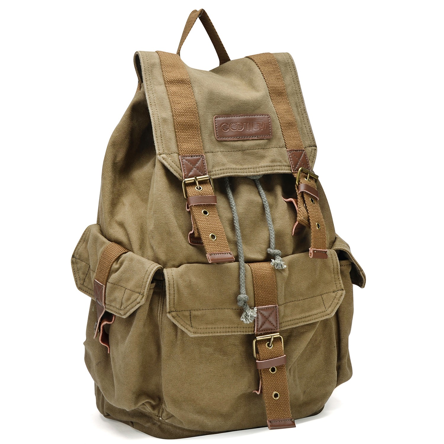 Gootium Tie-Dyed Backpack - Canvas Leather Travel Daypack Vintage Rucksack