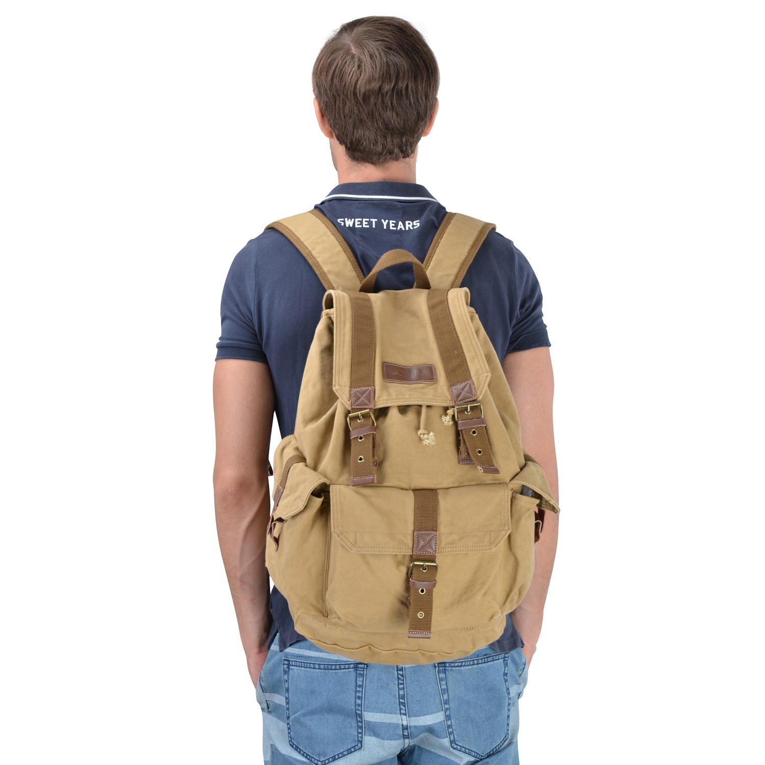 Khaki canvas outlet backpack