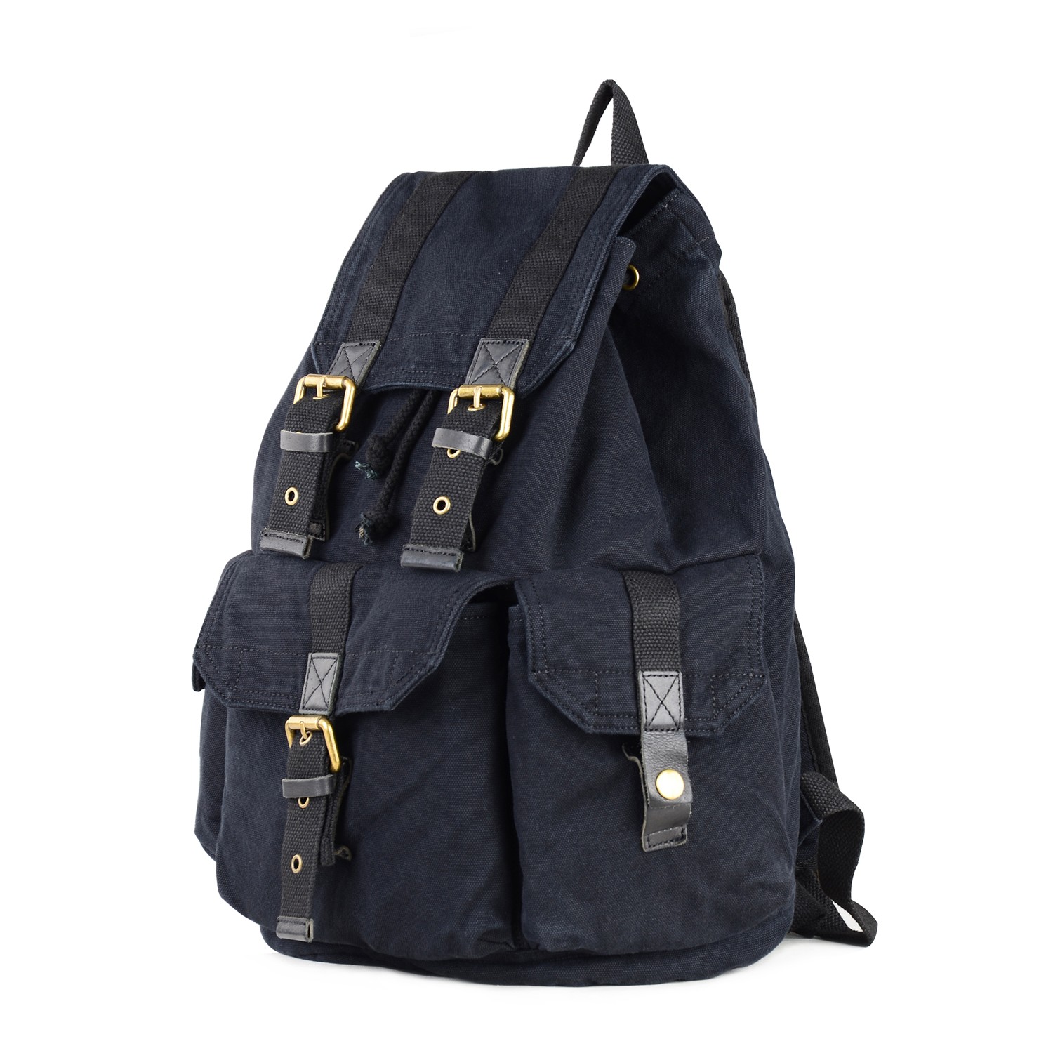 Gootium Canvas Backpack - Vintage Rucksack Unisex Casual Daypack, Black, Large