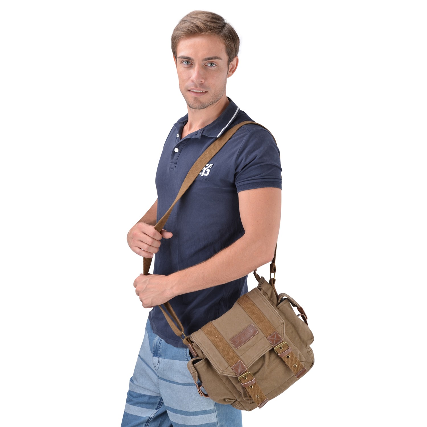 Gootium Vintage Canvas Messenger Bag Small Shoulder Bag Crossbody Satchel, Army Green