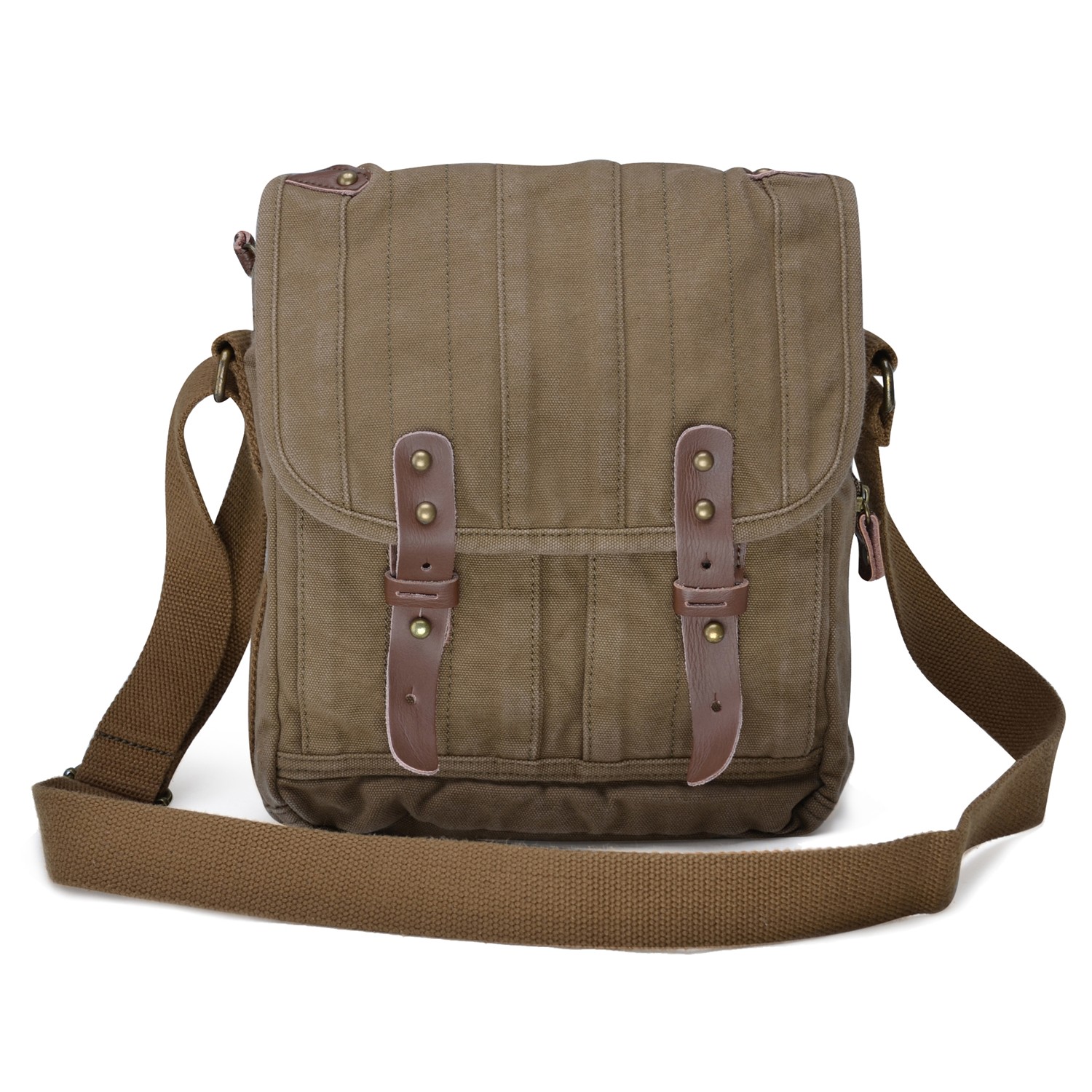 Gootium Small Vintage Canvas Messenger Bag Unisex Crossbody Shoulder Satchel, Army Green