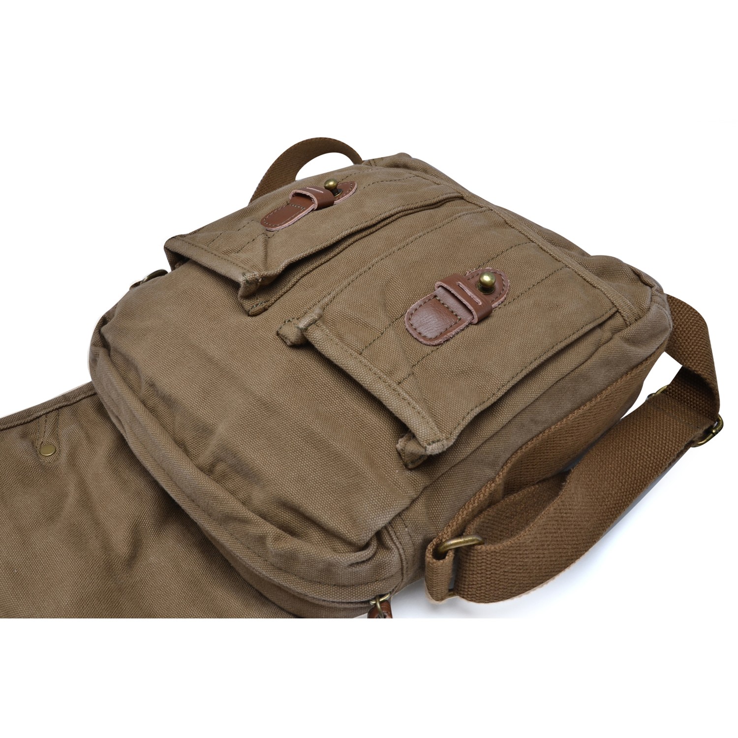 Gootium Small Vintage Canvas Messenger Bag Unisex Crossbody Shoulder Satchel, Army Green