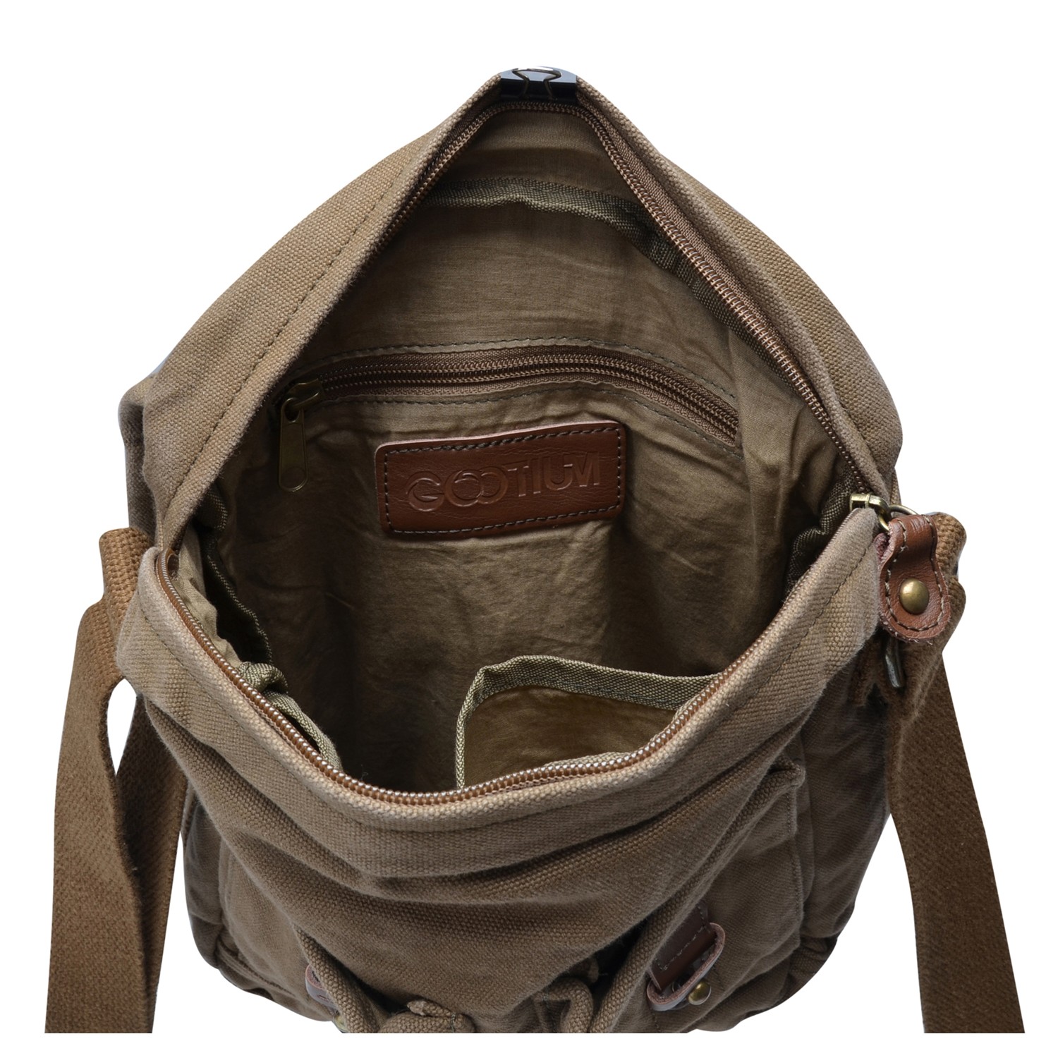 Gootium Small Vintage Canvas Messenger Bag Unisex Crossbody Shoulder Satchel, Army Green