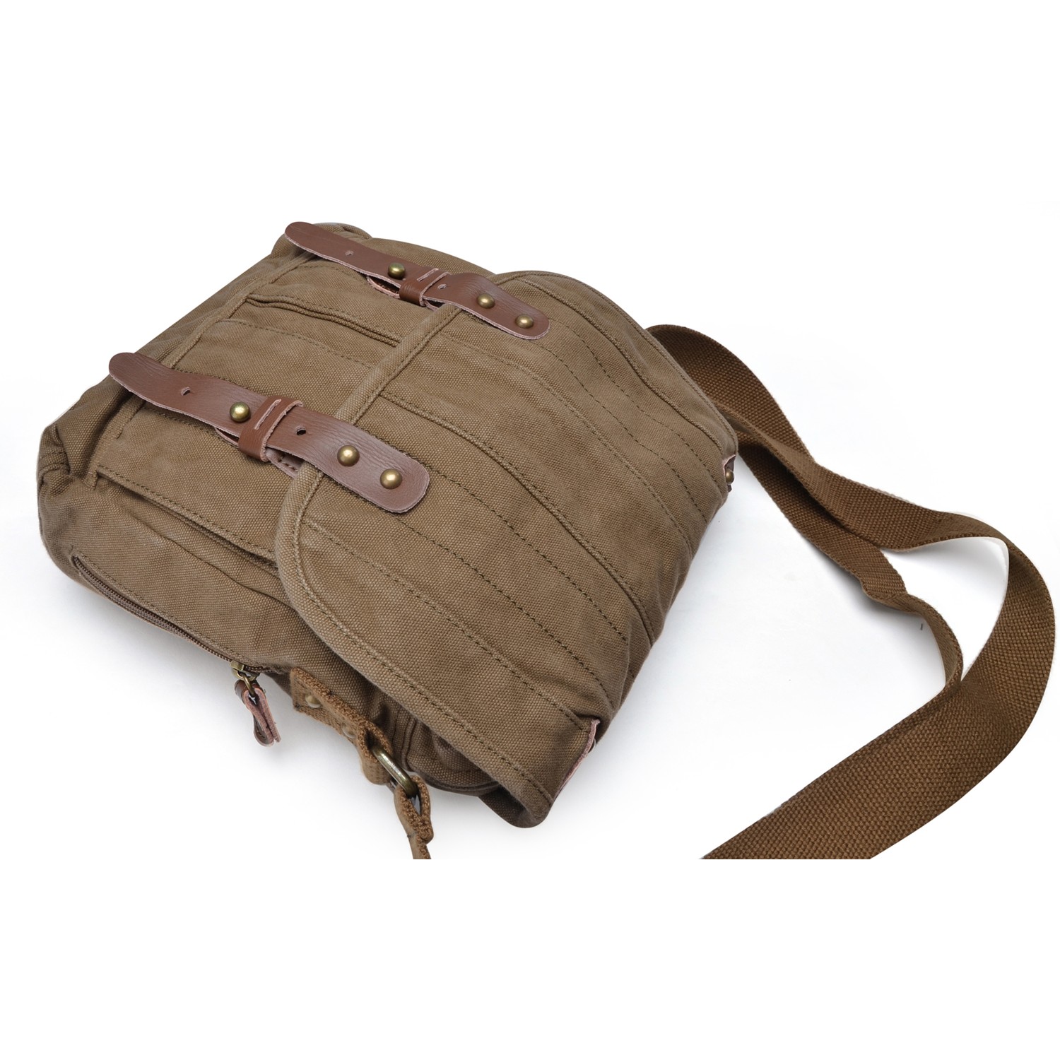 Gootium Small Vintage Canvas Messenger Bag Unisex Crossbody Shoulder Satchel, Army Green