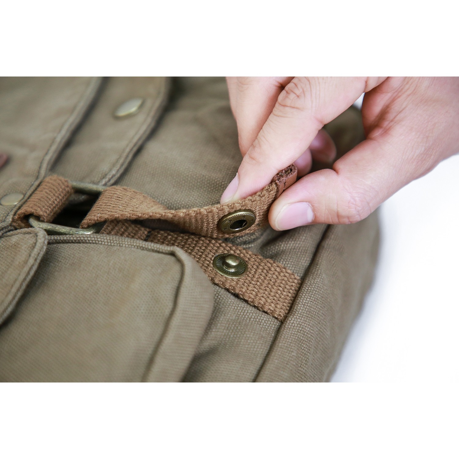 Sac messager en toile de Gotium - Sac à bandoulière rétro de style militaire, vert militaire