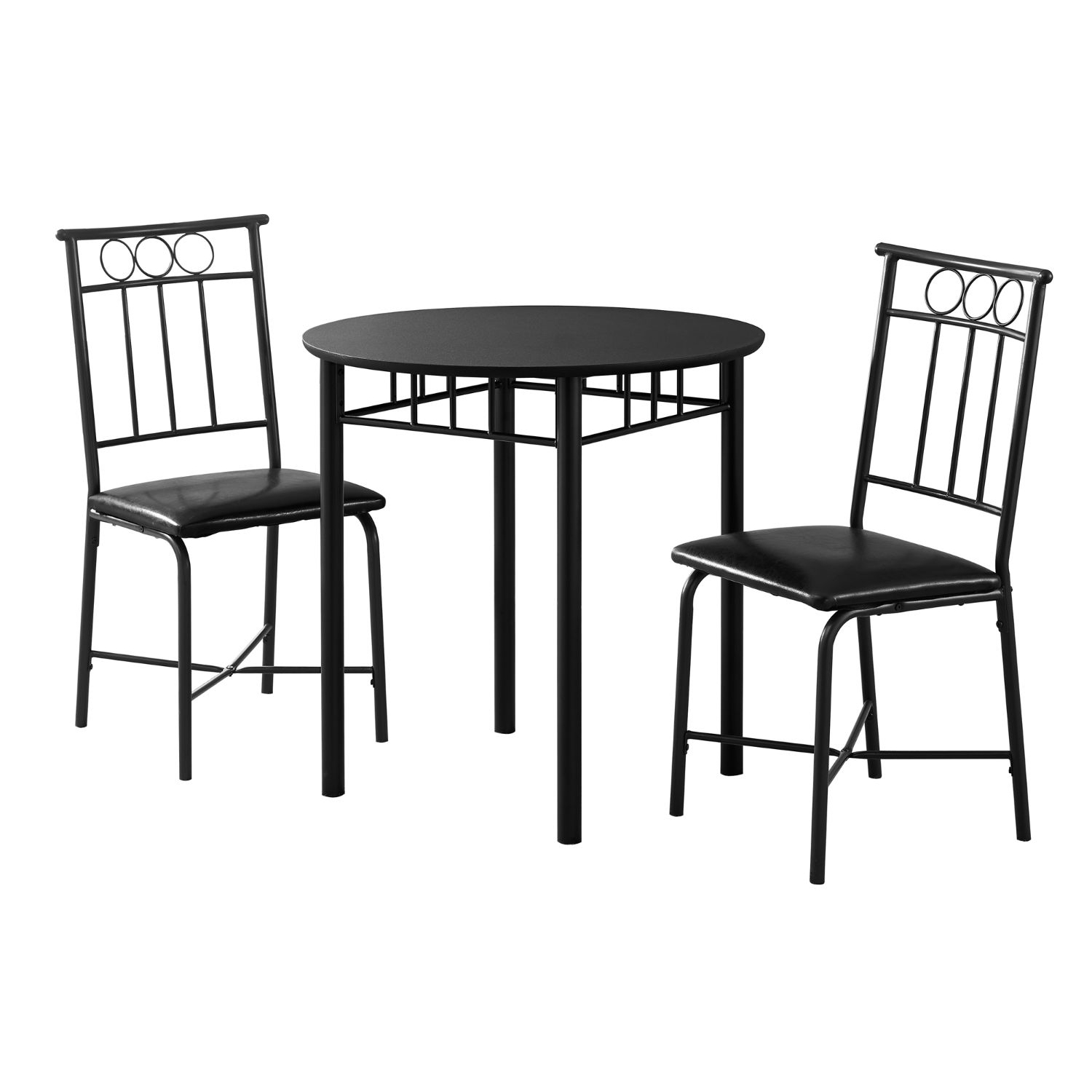 DINING SET - 3PCS SET / BLACK METAL AND TOP