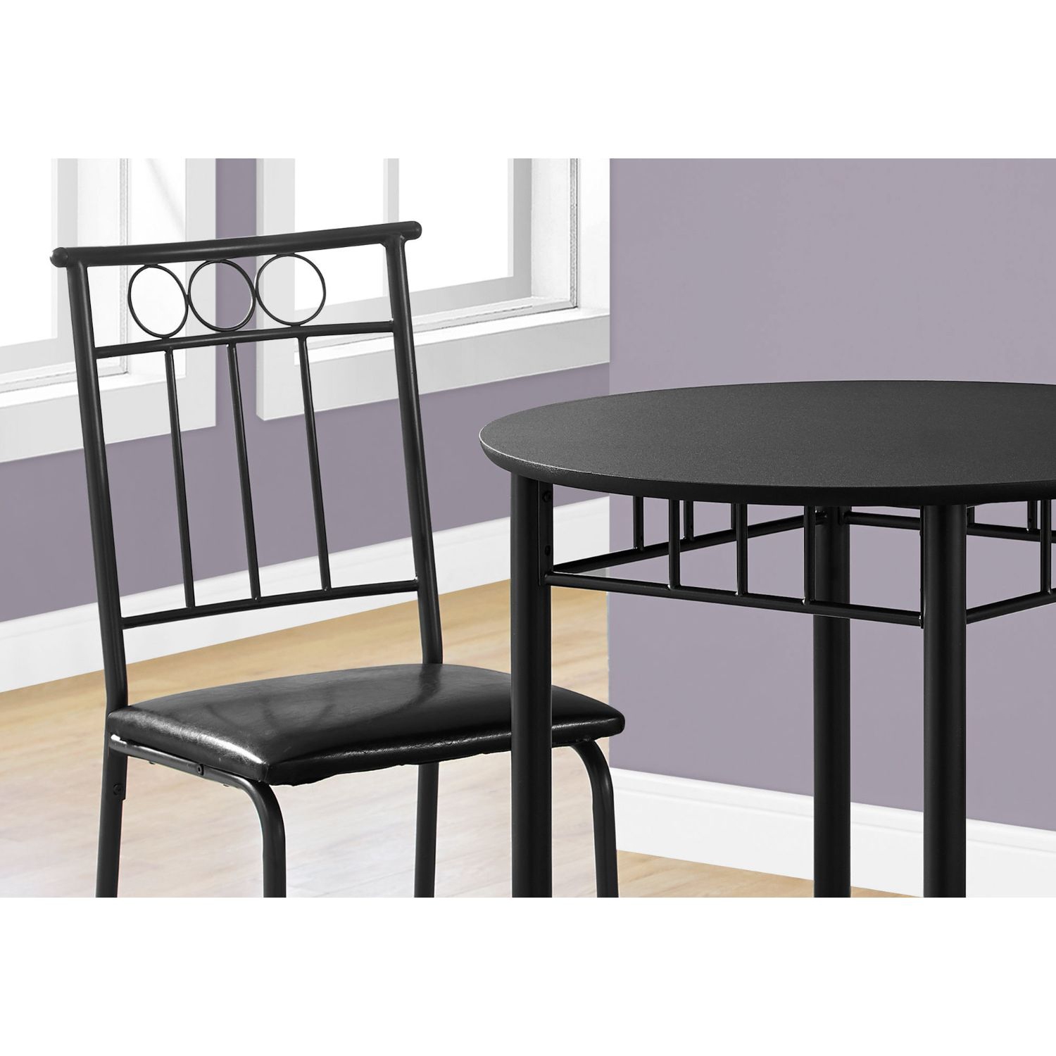 DINING SET - 3PCS SET / BLACK METAL AND TOP