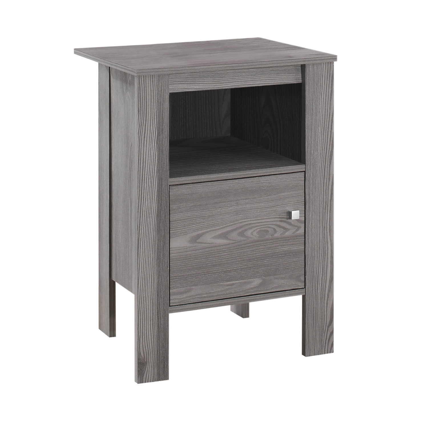 ACCENT TABLE - GREY NIGHT STAND WITH STORAGE
