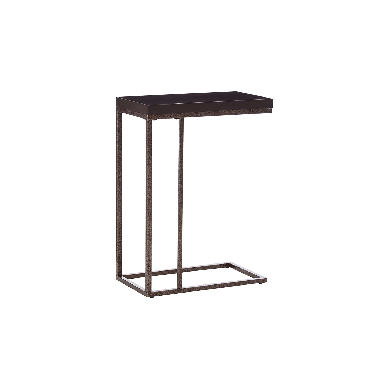 Accent Table C-shaped End Side Snack Living Room Bedroom Metal Brown
