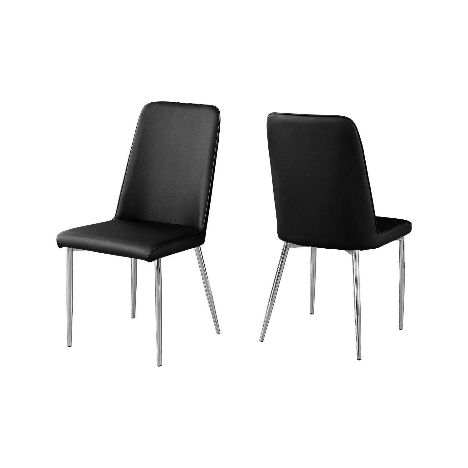 DINING CHAIR - 2PCS / 37"H / BLACK LEATHER-LOOK / CHROME