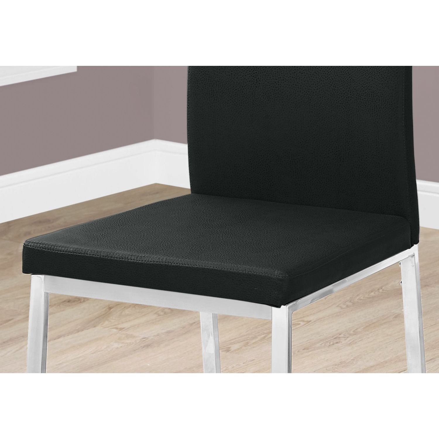 CHAISE DE SALLE À MANGER - 2 PIÈCES/38 PO DE HAUTEUR/SIMILICUIR NOIR/CHROME