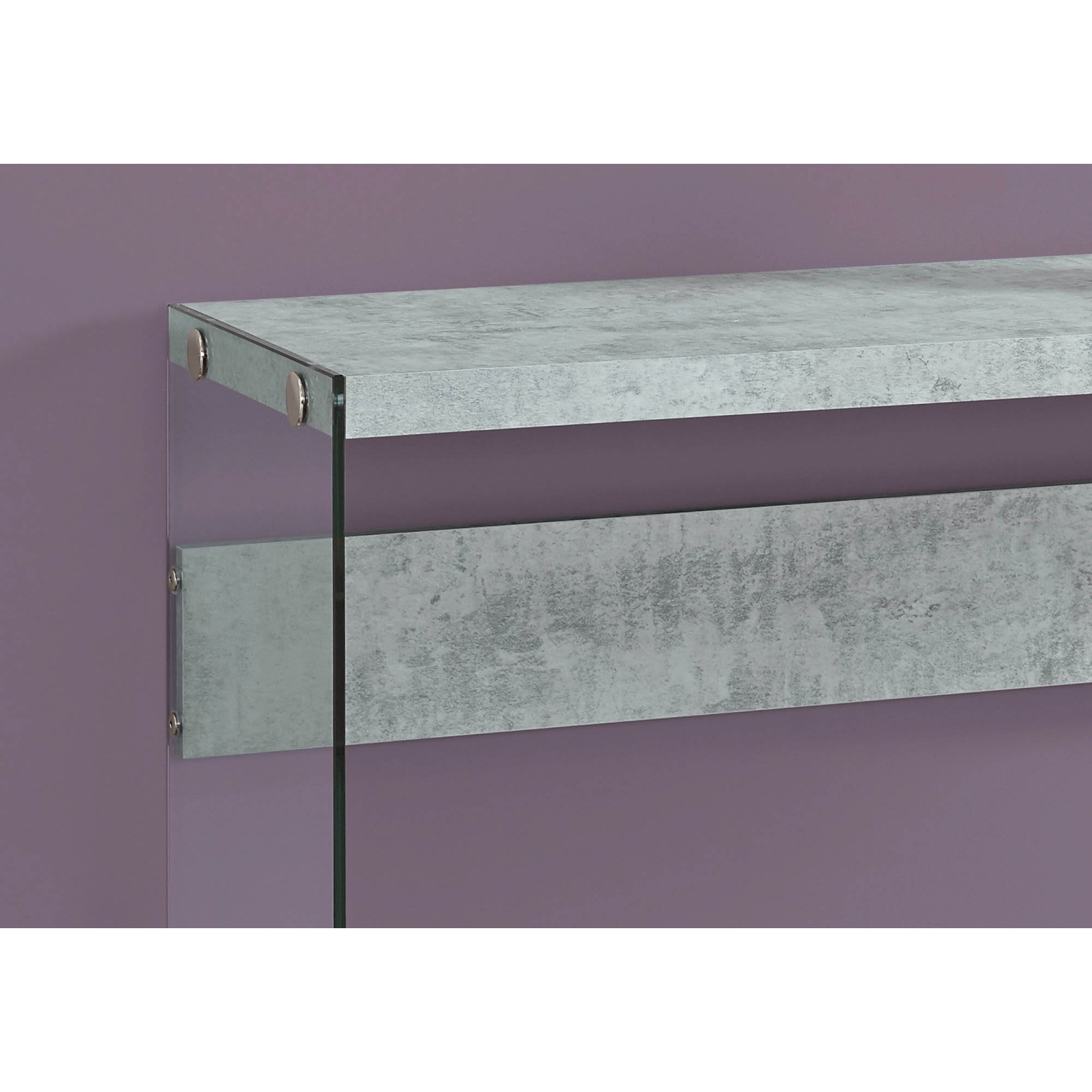 ACCENT TABLE - GREY CEMENT WITH TEMPERED GLASS