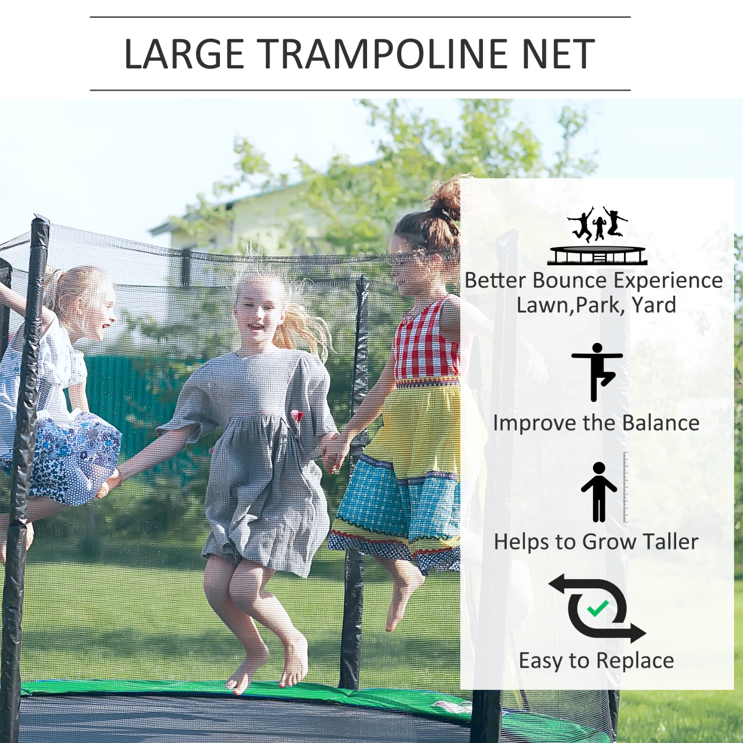 Filet de sécurité de rechange pour trampoline rond de 12 pi Aosom avec filet de sécurité